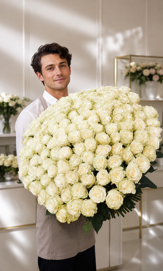 Bouquet of Premium White Long Stem Roses