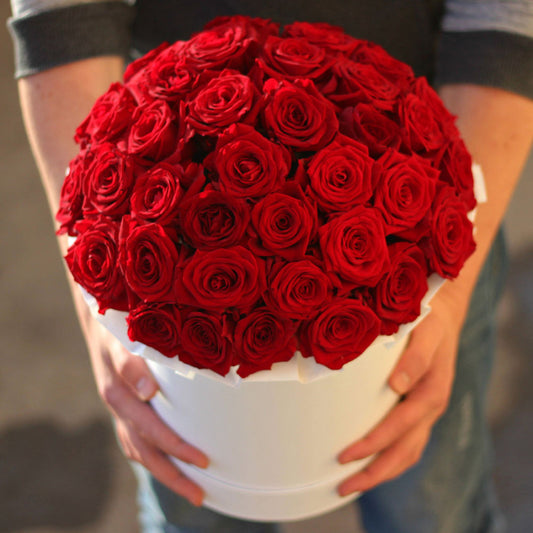 Premium Red Roses Hat Box