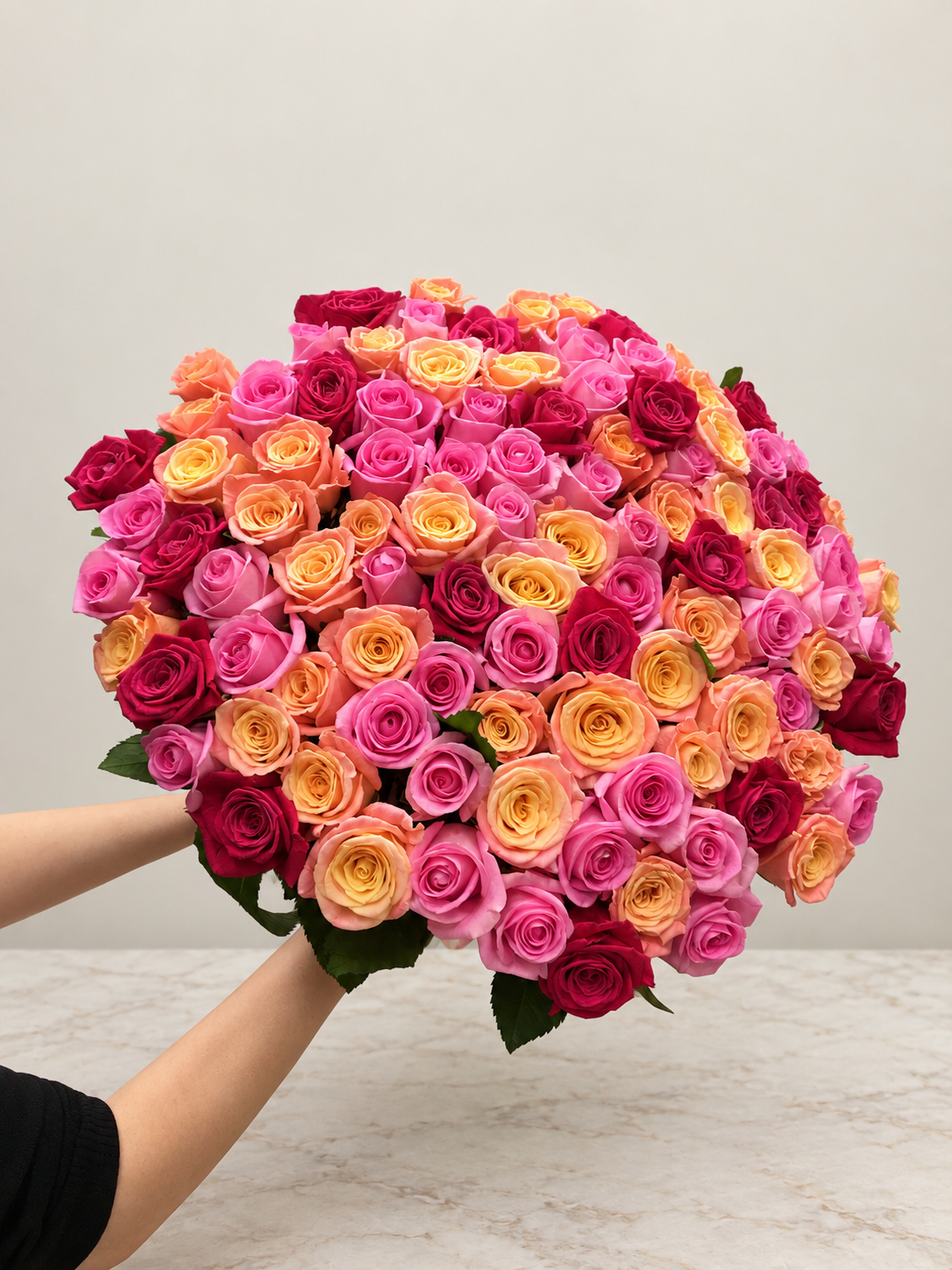 Peach Blush Symphony - 100 Premium Long Stem Roses