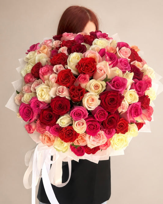 Premium Mixed Long Stem Roses Bouquet